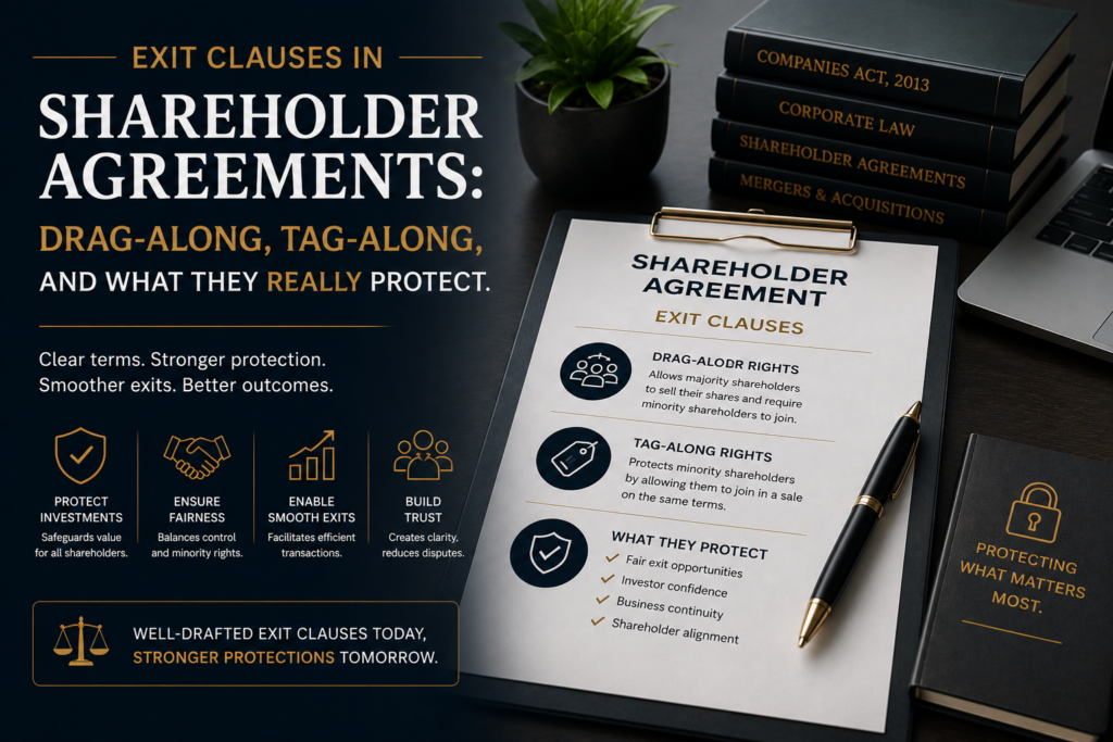 Exit Clauses in Shareholder Agreements: Drag-Along, Tag-Along, and What They Really Protect